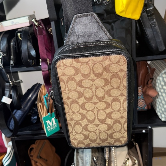 Coach Signature Brown and Black Belt Bag - Picture 4 of 8